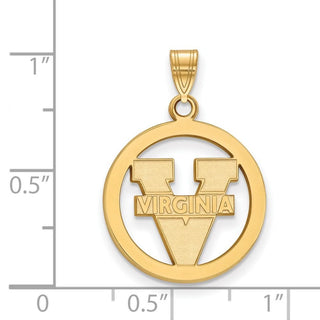 Sterling Silver Gold-plated LogoArt University of Virginia Small Circle Pendant