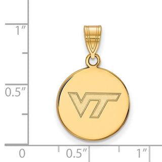 14k Gold LogoArt Virginia Tech V-T Medium Disc Pendant