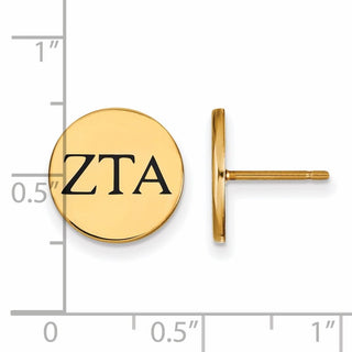 Sterling Silver Gold-plated LogoArt Zeta Tau Alpha Sorority Greek Letters Black Enamel Post Earrings