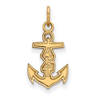 Sterling Silver Gold-plated LogoArt Alpha Sigma Tau Sorority Symbol Extra Small Pendant