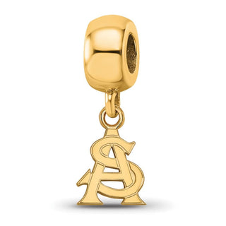 Sterling Silver Gold-plated LogoArt Arizona State University A-S Extra Small Dangle Bead Charm