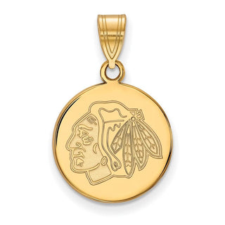 10k Gold NHL LogoArt Chicago Blackhawks Medium Disc Pendant