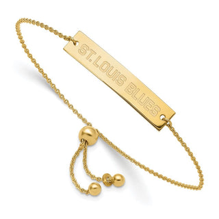 Sterling Silver Gold-plated NHL LogoArt St. Louis Blues Small Bar Adjustable 9 inch Bracelet