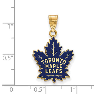Sterling Silver Gold-plated NHL LogoArt Toronto Maple Leafs Large Enameled Pendant