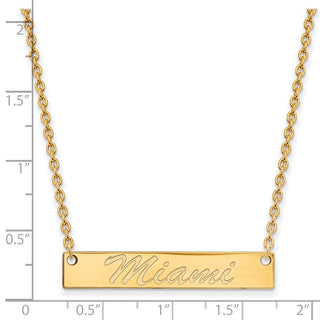 Sterling Silver Gold-plated LogoArt Miami University Ohio Small Bar 18 inch Necklace GP034MU-18