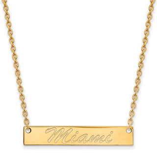 10k Gold LogoArt Miami University Ohio Small Bar 18 inch Necklace