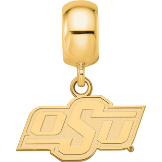Sterling Silver Gold-plated LogoArt Oklahoma State University O-S-U Extra Small Dangle Bead Charm