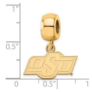 Sterling Silver Gold-plated LogoArt Oklahoma State University O-S-U Extra Small Dangle Bead Charm