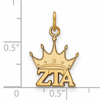 Sterling Silver Gold-plated LogoArt Zeta Tau Alpha Sorority Symbol Extra Small Pendant