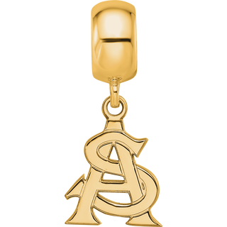 Sterling Silver Gold-plated LogoArt Arizona State University A-S Small Dangle Bead Charm