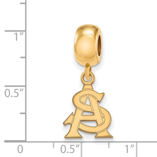 Sterling Silver Gold-plated LogoArt Arizona State University A-S Small Dangle Bead Charm