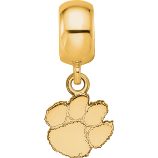 Sterling Silver Gold-plated LogoArt Clemson University Tiger Paw Extra Small Dangle Bead Charm