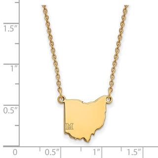 10k Gold LogoArt Miami University Ohio Shape 18 inch Necklace