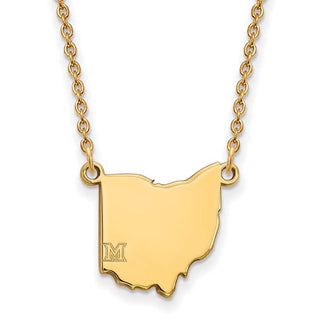 10k Gold LogoArt Miami University Ohio Shape 18 inch Necklace