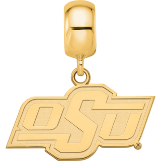Sterling Silver Gold-plated LogoArt Oklahoma State University O-S-U Small Dangle Bead Charm