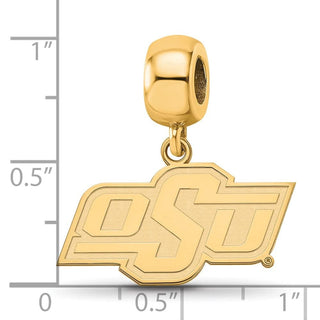 Sterling Silver Gold-plated LogoArt Oklahoma State University O-S-U Small Dangle Bead Charm