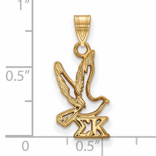 Sterling Silver Gold-plated LogoArt Sigma Kappa Sorority Symbol Small Pendant