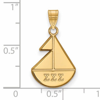 Sterling Silver Gold-plated LogoArt Sigma Sigma Sigma Sorority Symbol Small Pendant