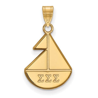 Sterling Silver Gold-plated LogoArt Sigma Sigma Sigma Sorority Symbol Small Pendant