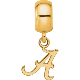 Sterling Silver Gold-plated LogoArt University of Alabama Letter A Extra Small Dangle Bead Charm