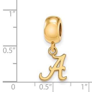 Sterling Silver Gold-plated LogoArt University of Alabama Letter A Extra Small Dangle Bead Charm