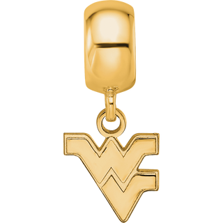 Sterling Silver Gold-plated LogoArt West Virginia University W-V Extra Small Dangle Bead Charm