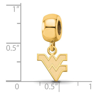 Sterling Silver Gold-plated LogoArt West Virginia University W-V Extra Small Dangle Bead Charm