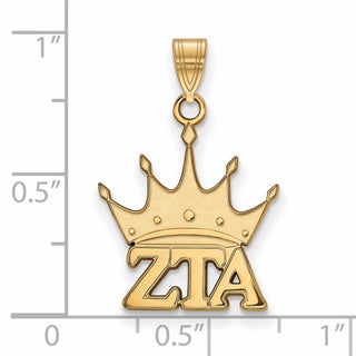 Sterling Silver Gold-plated LogoArt Zeta Tau Alpha Sorority Symbol Small Pendant