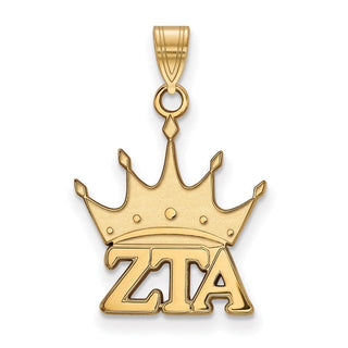 Sterling Silver Gold-plated LogoArt Zeta Tau Alpha Sorority Symbol Small Pendant
