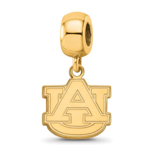 Sterling Silver Gold-plated LogoArt Auburn University A-U Small Dangle Bead Charm