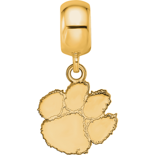 Sterling Silver Gold-plated LogoArt Clemson University Tiger Paw Small Dangle Bead Charm