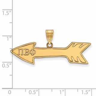 Sterling Silver Gold-plated LogoArt Pi Beta Phi Sorority Symbol Medium Pendant