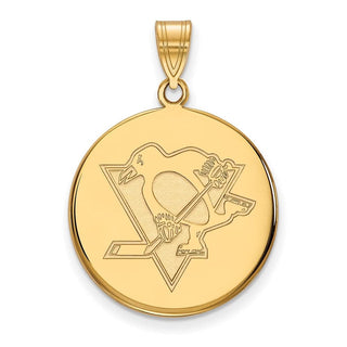 10k Gold NHL LogoArt Pittsburgh Penguins Large Disc Pendant
