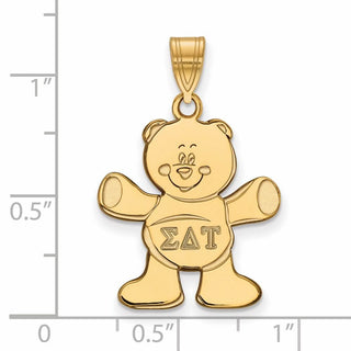 Sterling Silver Gold-plated LogoArt Sigma Delta Tau Sorority Symbol Medium Pendant