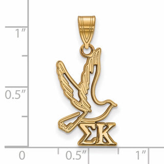 Sterling Silver Gold-plated LogoArt Sigma Kappa Sorority Symbol Medium Pendant