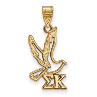 Sterling Silver Gold-plated LogoArt Sigma Kappa Sorority Symbol Medium Pendant