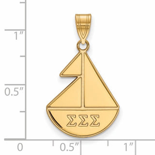 Sterling Silver Gold-plated LogoArt Sigma Sigma Sigma Sorority Symbol Medium Pendant