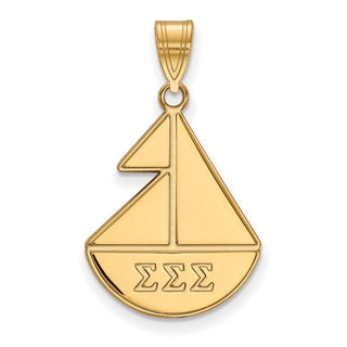 Sterling Silver Gold-plated LogoArt Sigma Sigma Sigma Sorority Symbol Medium Pendant
