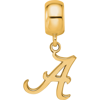 Sterling Silver Gold-plated LogoArt University of Alabama Letter A Small Dangle Bead Charm