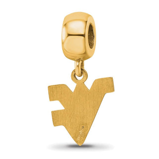 Sterling Silver Gold-plated LogoArt West Virginia University W-V Small Dangle Bead Charm