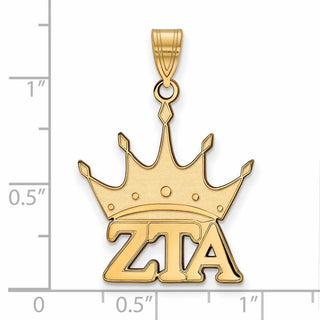 Sterling Silver Gold-plated LogoArt Zeta Tau Alpha Sorority Symbol Medium Pendant
