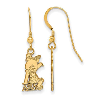 Sterling Silver Gold-plated LogoArt Alpha Xi Delta Sorority Symbol Small Dangle Wire Earrings