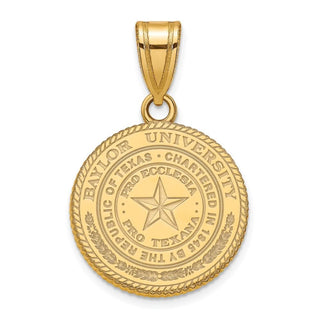 Sterling Silver Gold-plated LogoArt Baylor University Medium Crest Pendant