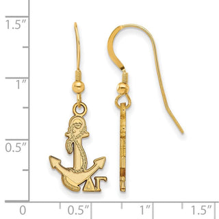Sterling Silver Gold-plated LogoArt Delta Gamma Sorority Symbol Small Dangle Wire Earrings