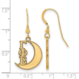 Sterling Silver Gold-plated LogoArt Gamma Phi Beta Sorority Symbol Small Dangle Wire Earrings