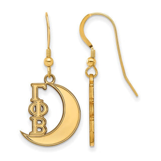 Sterling Silver Gold-plated LogoArt Gamma Phi Beta Sorority Symbol Small Dangle Wire Earrings