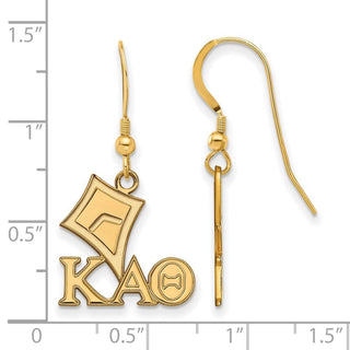 Sterling Silver Gold-plated LogoArt Kappa Alpha Theta Sorority Symbol Small Dangle Wire Earrings