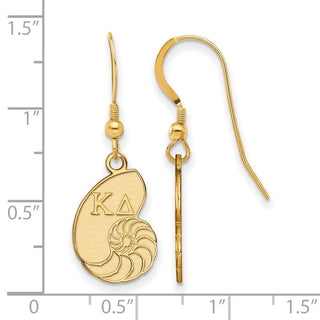 Sterling Silver Gold-plated LogoArt Kappa Delta Sorority Symbol Small Dangle Wire Earrings
