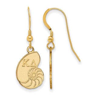 Sterling Silver Gold-plated LogoArt Kappa Delta Sorority Symbol Small Dangle Wire Earrings