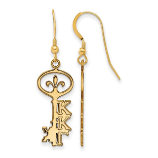 Sterling Silver Gold-plated LogoArt Kappa Kappa Gamma Sorority Symbol Small Dangle Wire Earrings